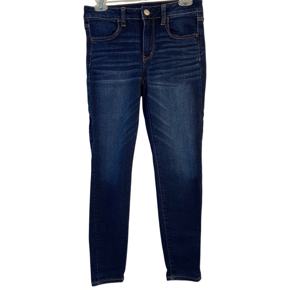American Eagle Sz 6 Womens Next Level Jegging Dark HR Crop Stretch Denim Jeans
